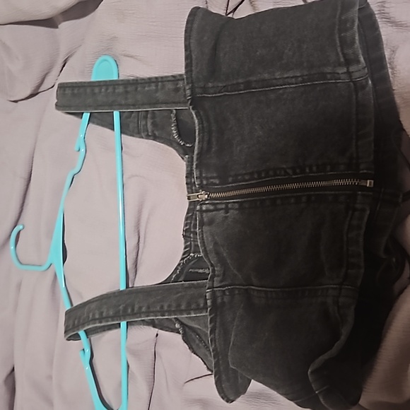 Black Denim Corset Style top - Picture 2 of 4